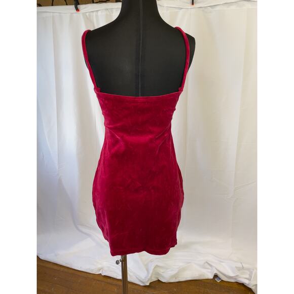 Vintage Red Velvet Mini Dress – Paris Blues 80s Spaghetti Strap Bodycon - Picture 14 of 16
